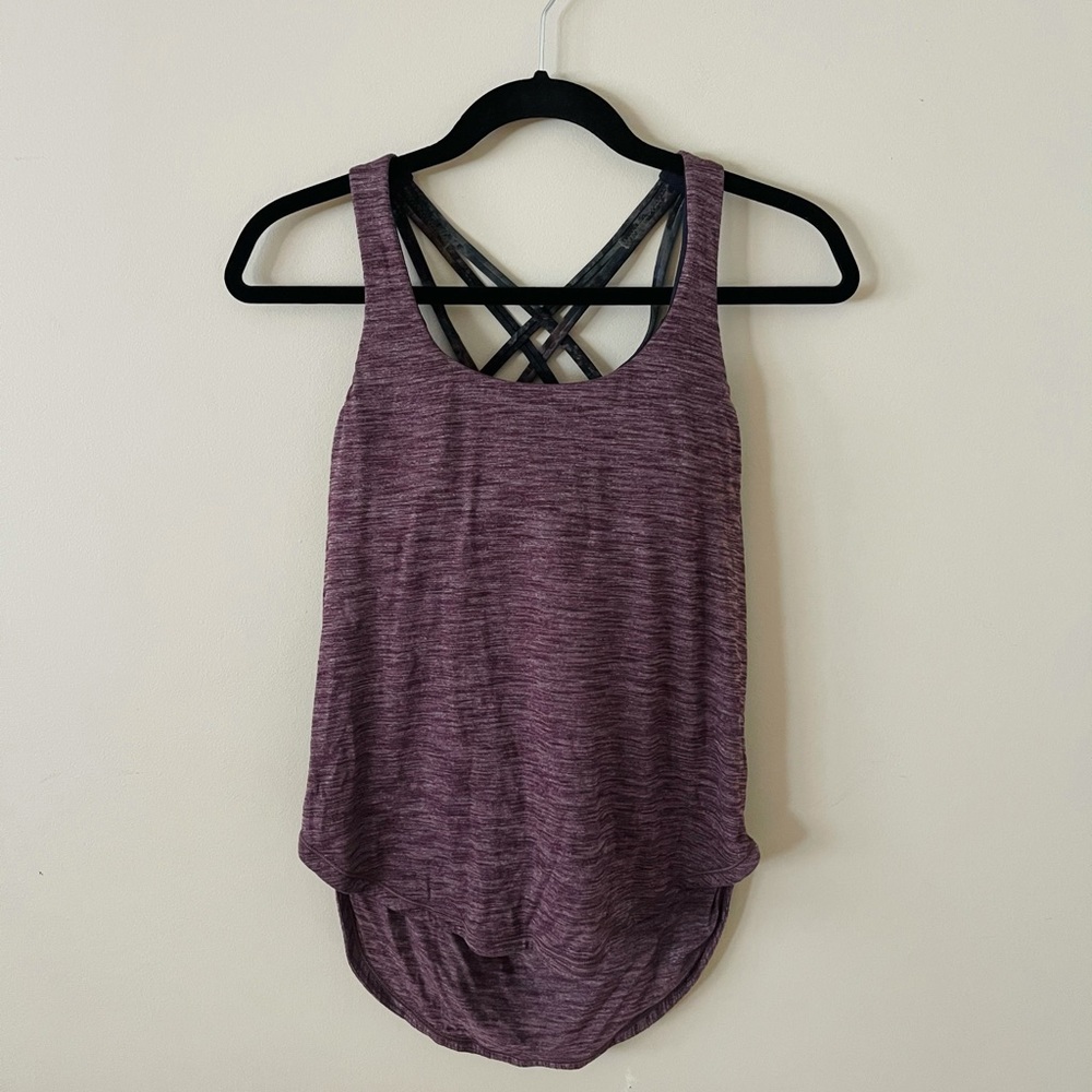 Lululemon open back tank top with built in sports bra. Size 4